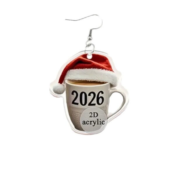 Wholesale 2026 Christmas Hat Mug Earrings