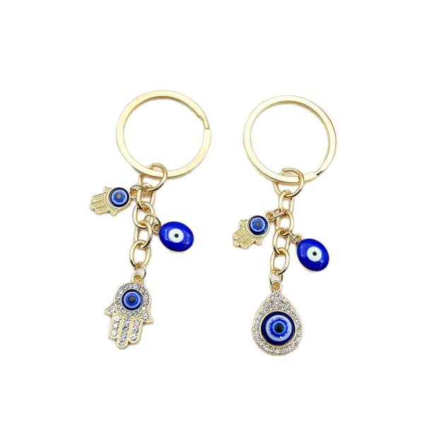 Wholesale Heart-shaped palm water droplet Devil's eye keychain