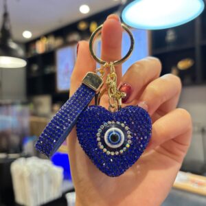 Fully diamond-studded heart-shaped blue eyes (sapphire blue) / 4.5*4.7