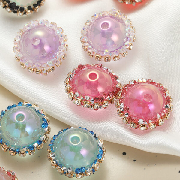 O1CN01WoYEO525LAzjX1sZp_2217520477509-0-cib Wholesale 10pcs luminous with diamond straight hole handmade round beads