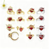 Wholesale Red Crown Heart Zircon Open Charm Ring