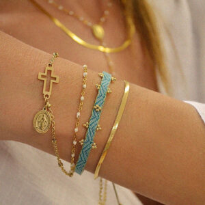 Wholesale Hand-woven Stacked Bracelet Women's Colombian Ribbon Woven Beaded Rice Beads Hand Rope