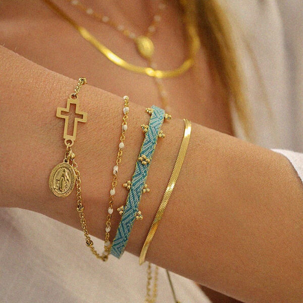 Wholesale Hand-woven Stacked Bracelet Women's Colombian Ribbon Woven Beaded Rice Beads Hand Rope