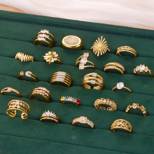 Wholesale gold-plated open ring double-layer ring luxury index finger ring