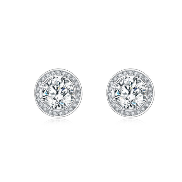 Wholesale Single round diamond set with zircon earrings