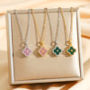 Wholesale Full Diamond Zircon Lucky Color Diamond Clover Necklace