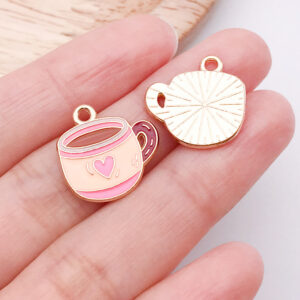 1 pink dripping love tea cup coffee cup 17x17x1mm-1.75g-25218