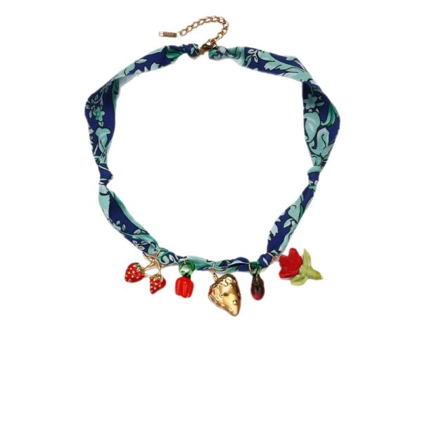 Wholesale Tina European and American Stainless Steel Pendant Necklace Sweet Cool Sexy Style Silk Scarf Braided Colorful Necklace Clavicle Chain Necklace Jewelry