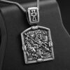 Wholesale Titanium Steel Cross Knight Card Pendant Necklace