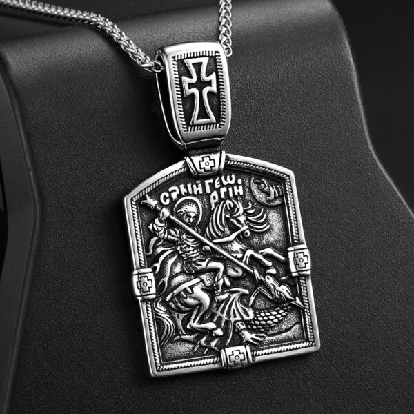 Wholesale Titanium Steel Cross Knight Card Pendant Necklace