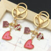 Wholesale Valentine's Day Oil Dripping Red Sprinkled Gold Heart Envelope Keychain