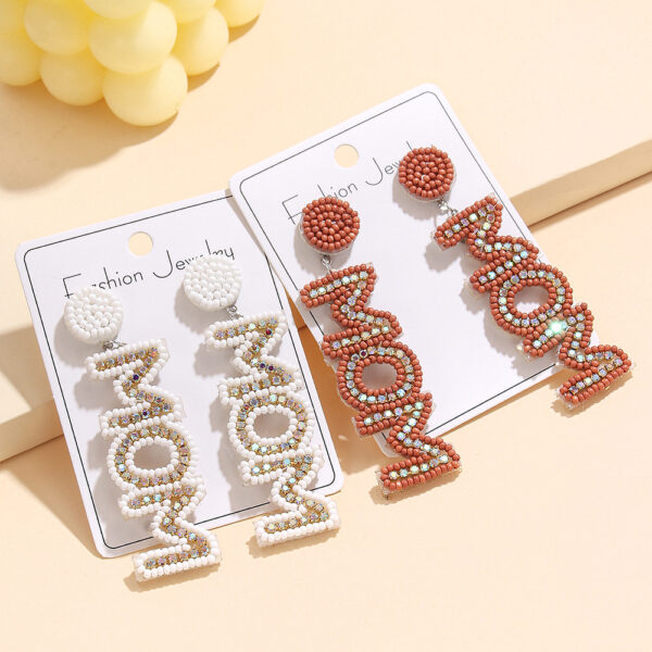 Wholesale Creative Letter Sequins Mother's Day Earrings Woven All-match Earrings
