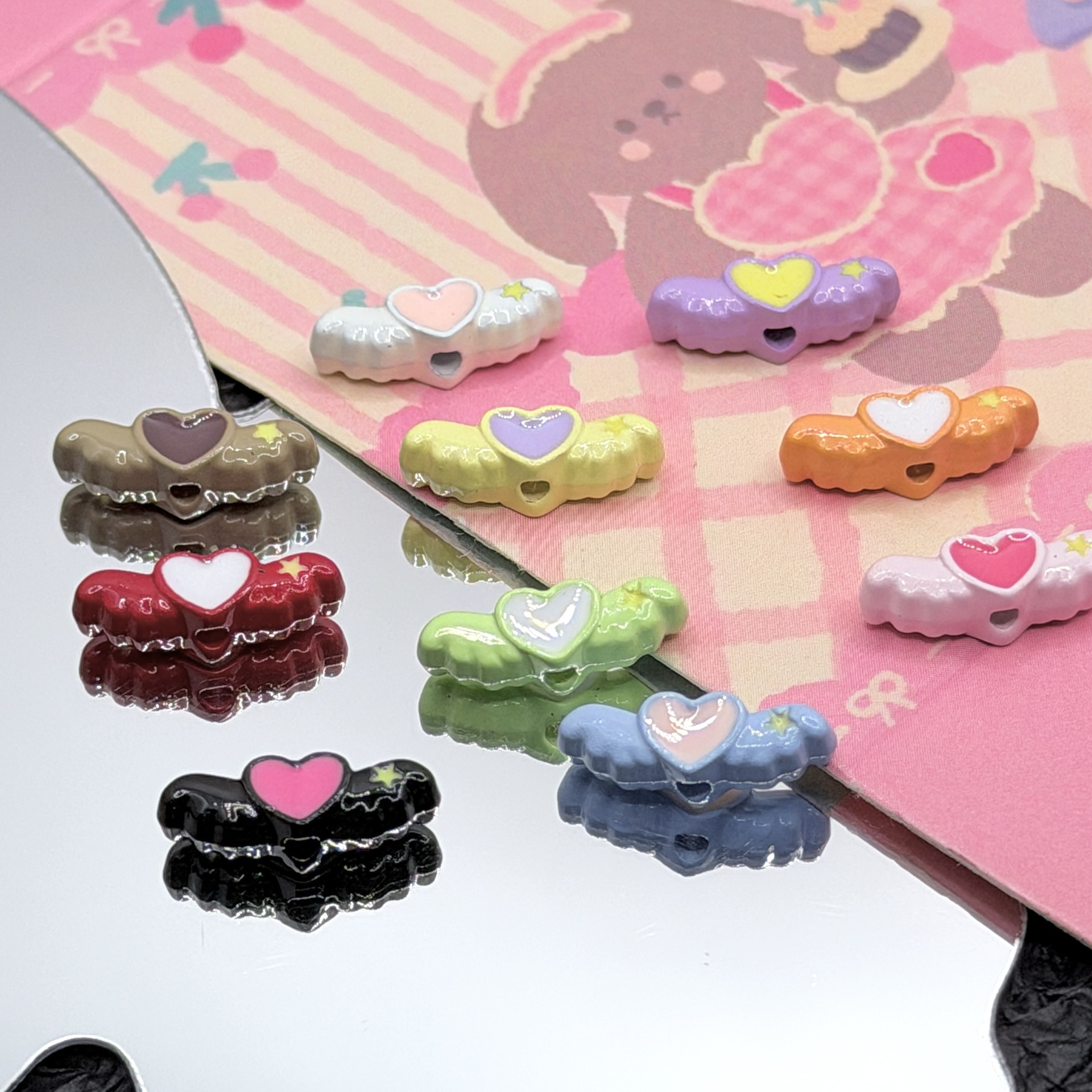 Wholesale DIY Dopamine Heart Wings Angel Beaded Alloy Aessories