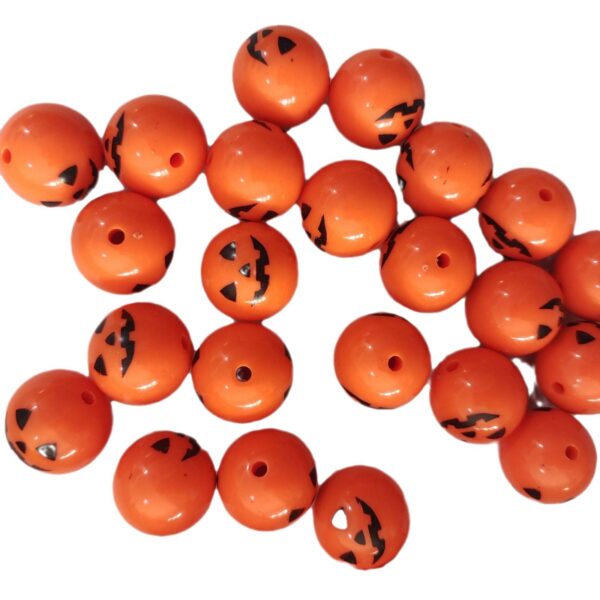 Wholesale 5pcs 20MM Pumpkin Smiley Face Printed Beads