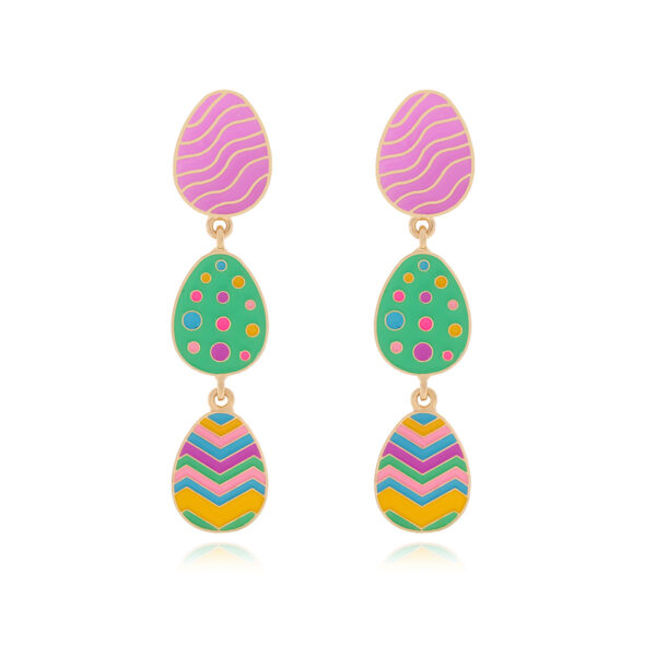 Wholesale Colorful three-layer Easter egg cute Easter earrings