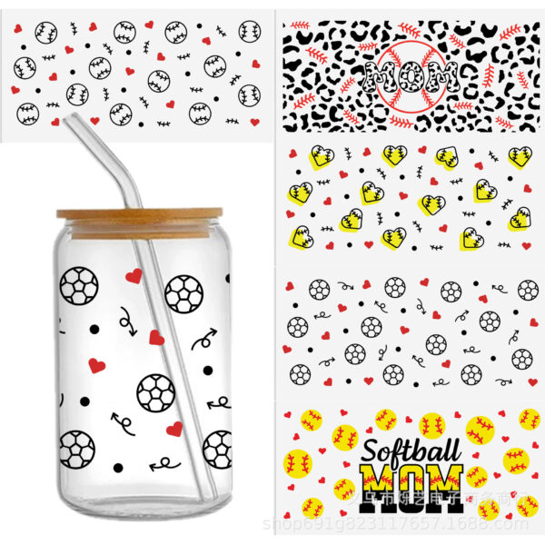 Wholesale Food ball love UV DTF transfer Crystal label Cup sticker tear-off