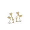 Wholesale Easter Small Silver Needle Metal Bunny Earrings