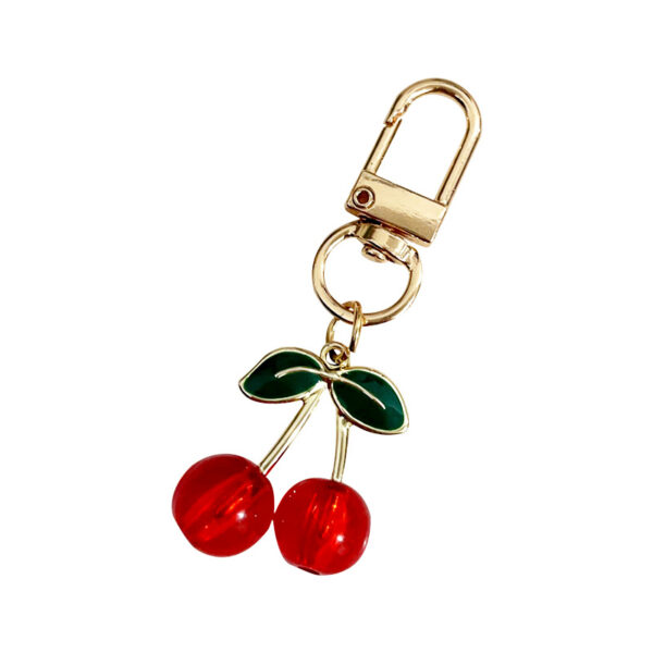 Wholesale Red cherry pendant fruit key metal keychain