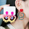 O1CN01X18bW21T3M5dKaxUD_2677772326-0-cib Wholesale Valentine's Day Earrings Acrylic Splicing Fashionable t Heart Earrings