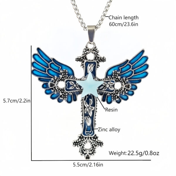 O1CN01X1Ysib2IVKvL8qsPM_3919529291-0-cib Wholesale Luminous pentagram cross wing necklace