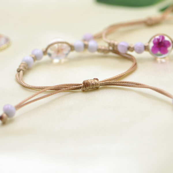 Wholesale Ceramic glass ball dried flower plant woven bracelet