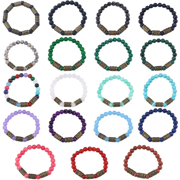 Wholesale 's Best Selling Retro Viking Rune Volcanic Stone Bracelet Fashionable Natural Stone Beaded Bracelet Bracelet