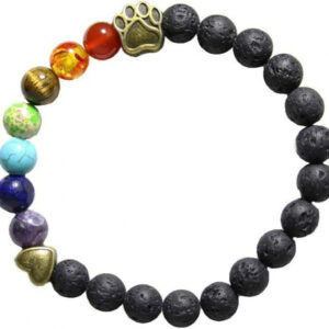 Volcanic stone + copper dog paw bracelet