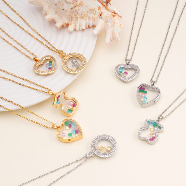 Wholesale Love Bear Necklace Copper Gold Plated Zircon Vintage Pendant Clavicle Chain