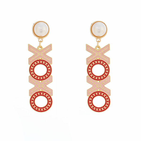 Wholesale European and American Fashion Oil Dripping Xoxo English Letter Pendant Earrings Texture Valentine's Day Letter Earrings Cross-Border Earrings for Women