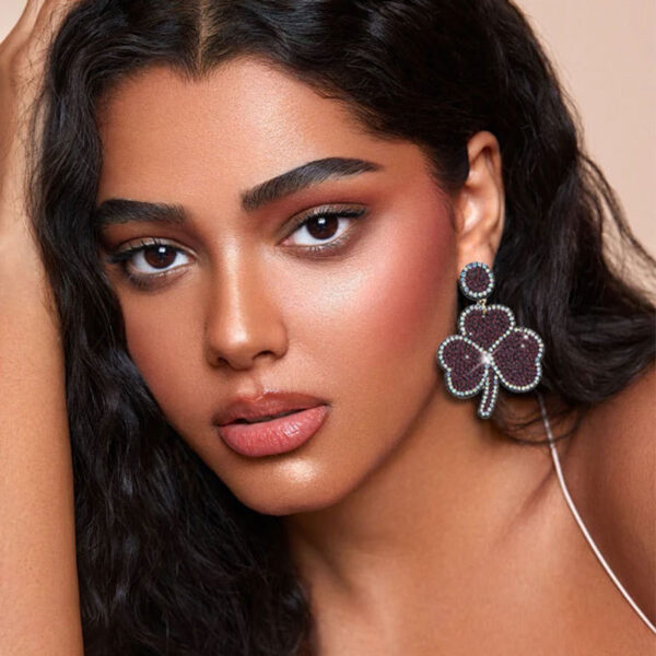 Wholesale St. Patrick's Day studded clover earrings