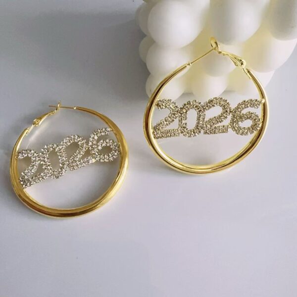 Wholesale 2026 Digital Diamond-Set Circle Earrings