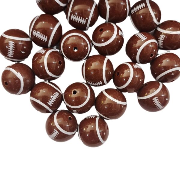 Wholesale 5pcs 20MM Brown Rugby Printed Beads