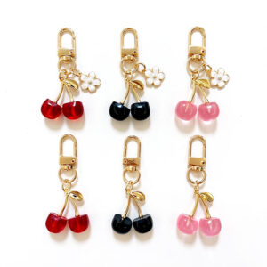 Wholesale Cherry Cute Red Fruit Metal Keychain