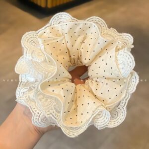 Wholesale White polka dot lace elastic headband