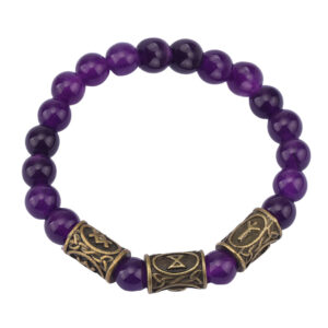 Amethyst beads + 3 bronze runes / Rune pattern random