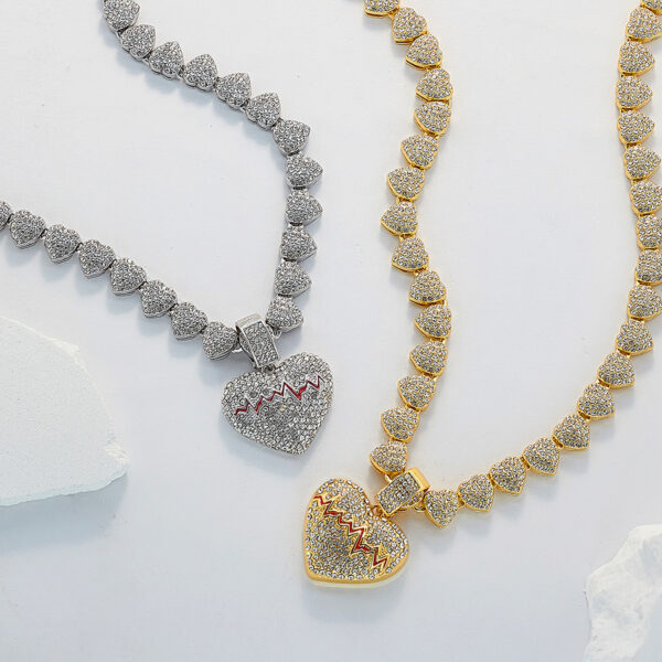 Wholesale Valentine's Day Love ECG Full Diamond Necklace