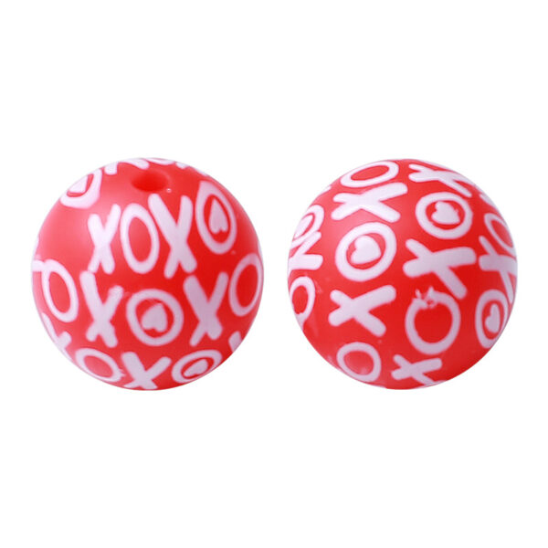 Wholesale Valentine's Day silicone beads 15mm printing round beads