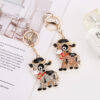 Wholesale Cute Rhinestone Baby Cow Keychain