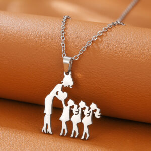 Mother + 3 daughters / Mother's day stainless steel necklace