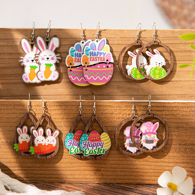 Wholesale Easter cartoon rabbit Easter e earrings