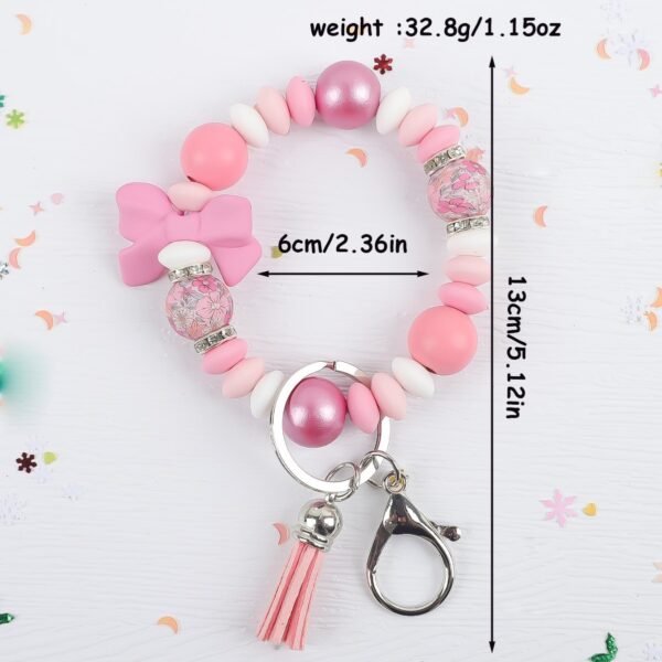 Wholesale silicone bead keychain pendant bag charm bow accessory