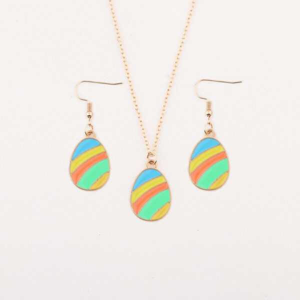 Wholesale Easter egg rabbit spotted striped flower necklace set