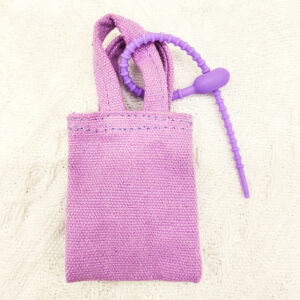 Purple corded cloth bag