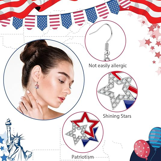 Wholesale Independence Day layered star Luxury Earrings