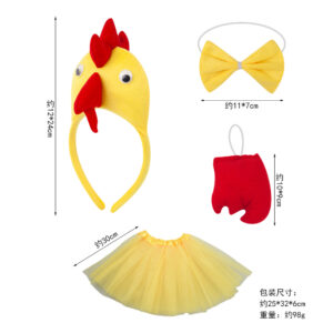 Three-dimensional yellow cock three-piece yellow gauze skirt
