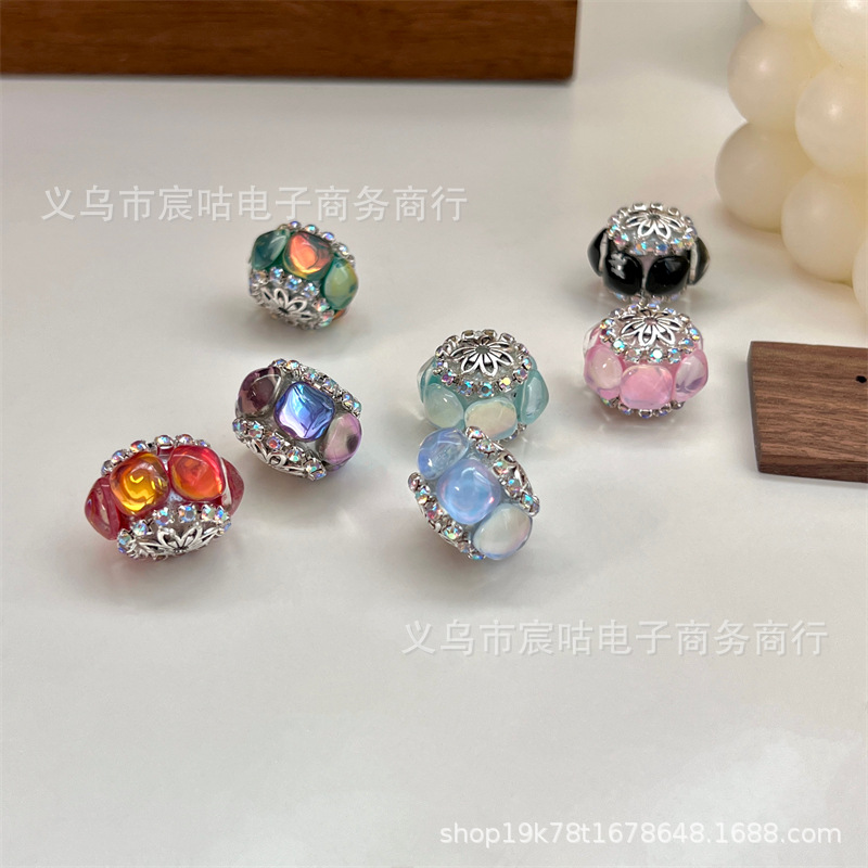 Wholesale cat's eye stone mocha cube zircon beads