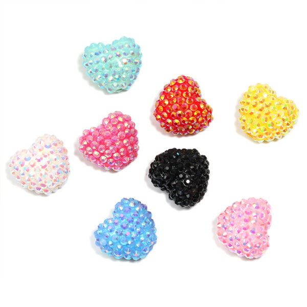Wholesale Jelly colored heart-shaped diamond core acrylic beads