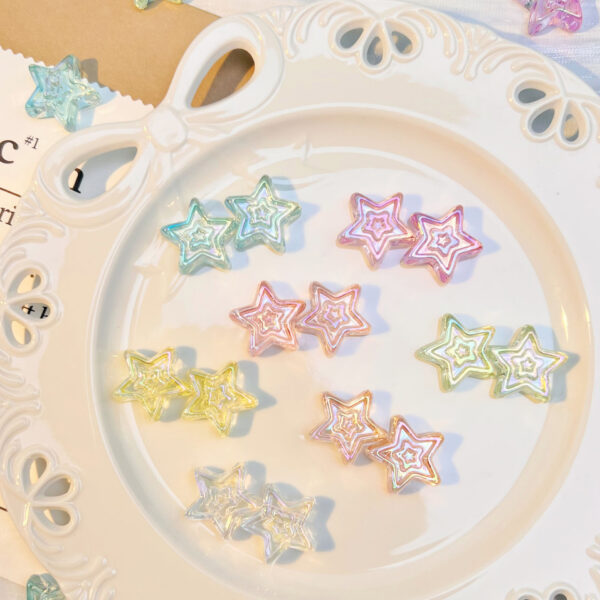 Wholesale 10pcs transparent double-layer pentagram acrylic beads