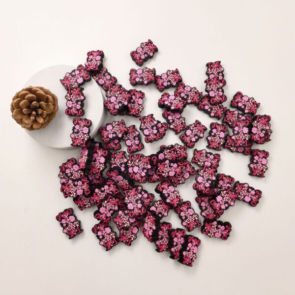 Wholesale 10pcs Cartoon Creative Leopard Print Flower Silicone Beads