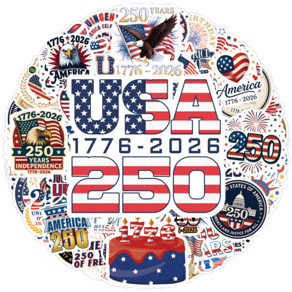Wholesale 55 Cute American 250th Anniversary Waterproof Vinyl Stickers